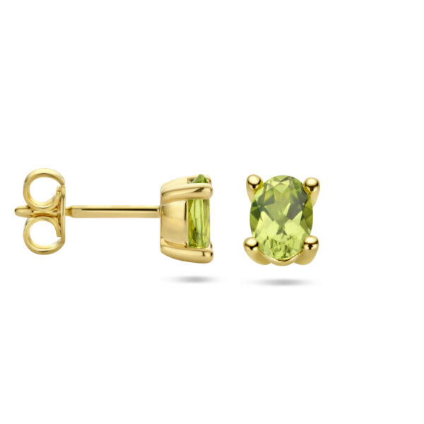 oorknoppen peridot 14K geelgoud - Afbeelding 3