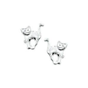 oorknoppen poes zilver wit