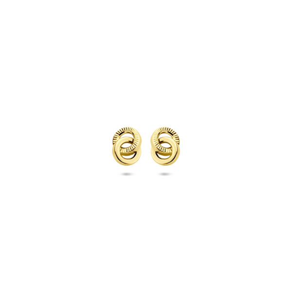 oorknoppen poli/gediamanteerd 6 mm 14K geelgoud