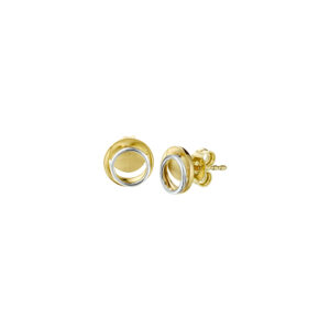 oorknoppen poli/mat 14K bicolor goud geel/wit