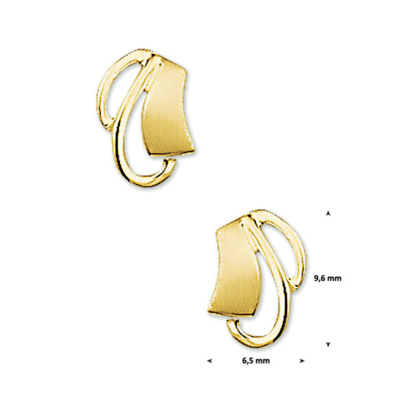 oorknoppen poli/mat 14K geelgoud - Afbeelding 2