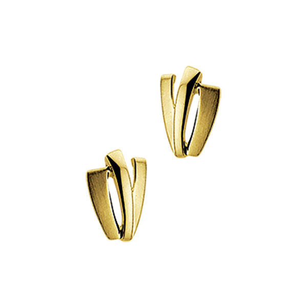 oorknoppen poli/mat 14K geelgoud