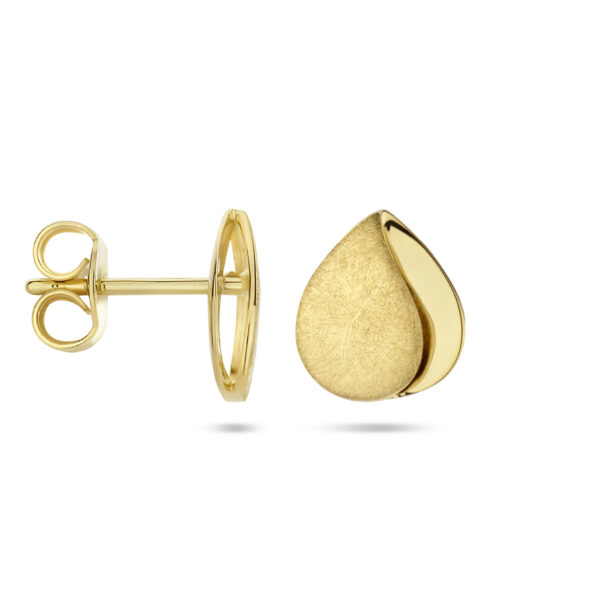 oorknoppen poli/mat 14K geelgoud - Afbeelding 3