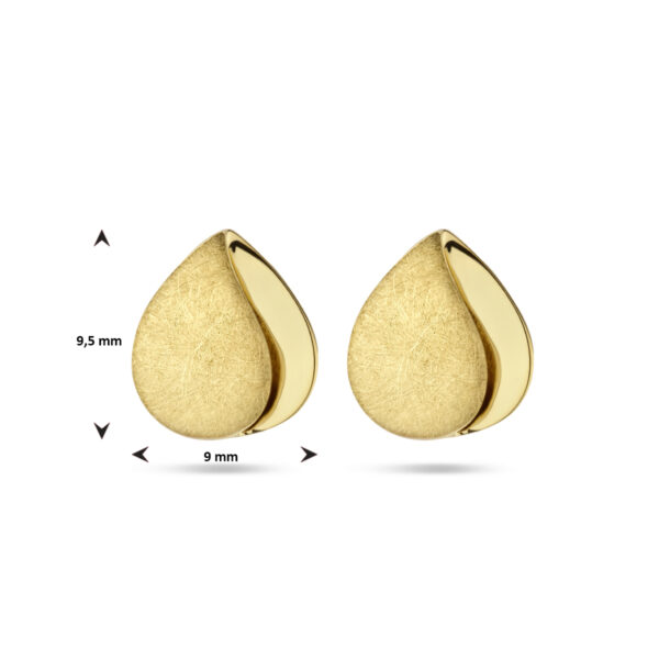 oorknoppen poli/mat 14K geelgoud - Afbeelding 4