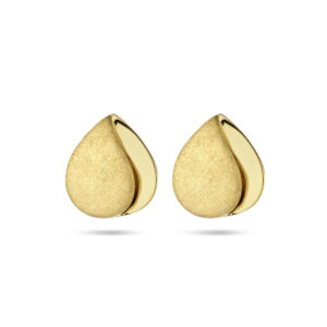 oorknoppen poli/mat 14K geelgoud