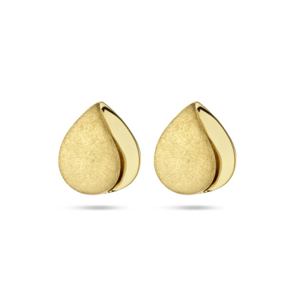 oorknoppen poli/mat 14K geelgoud