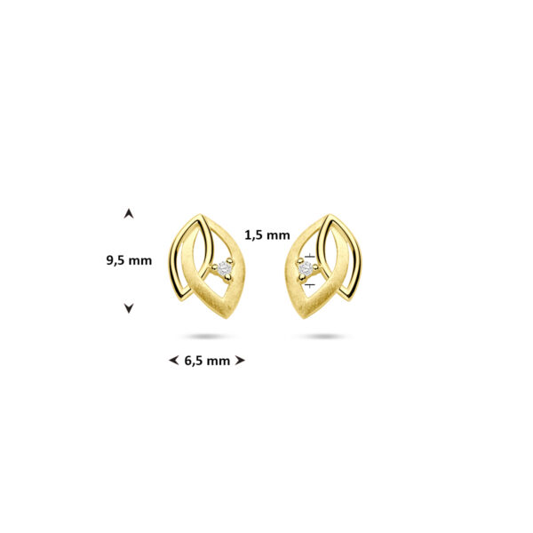 oorknoppen poli/mat diamant 0.02ct (2x 0.01ct) h si 9,5 mm 14K geelgoud - Afbeelding 4