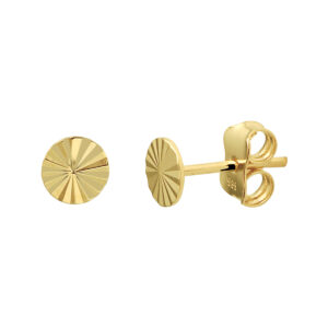 oorknoppen rond gediamanteerd 14K geelgoud