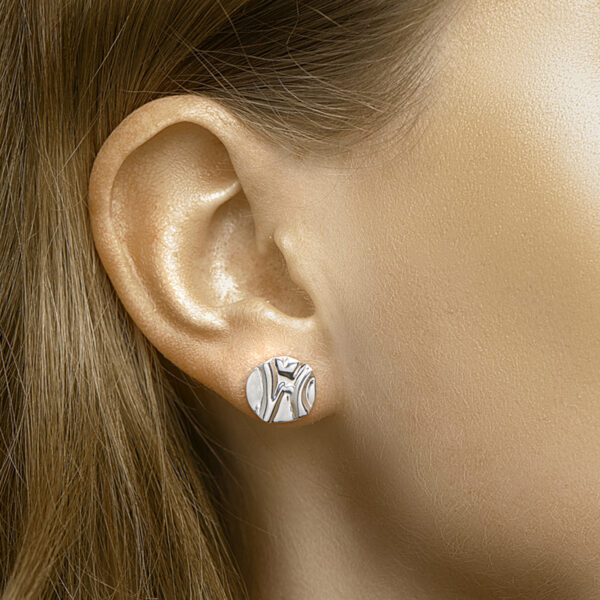 oorknoppen rond zilver gerhodineerd - Afbeelding 2