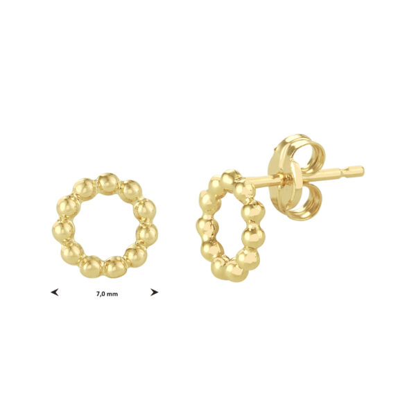 oorknoppen rondje bolletjes 14K geelgoud - Afbeelding 3