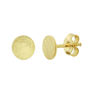 oorknoppen rondje gescratcht 14K geelgoud