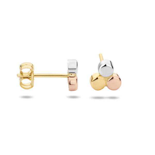 oorknoppen rondjes tricolor 14K tricolor goud - Afbeelding 3