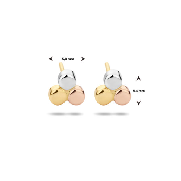 oorknoppen rondjes tricolor 14K tricolor goud - Afbeelding 4