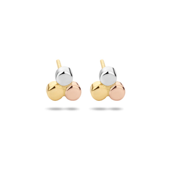 oorknoppen rondjes tricolor 14K tricolor goud