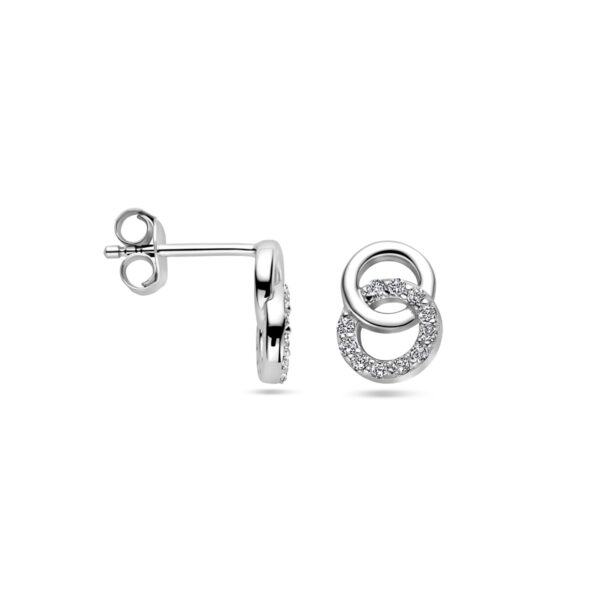oorknoppen rondjes zirkonia 10 mm zilver gerhodineerd - Afbeelding 3