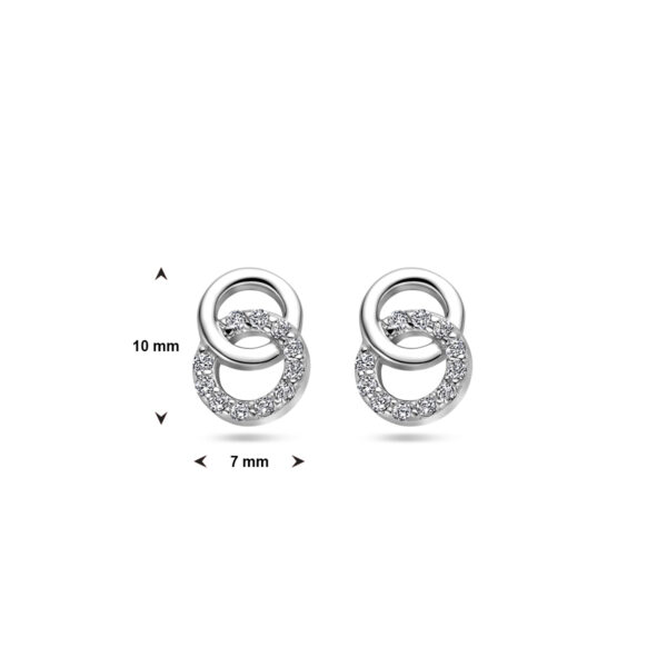 oorknoppen rondjes zirkonia 10 mm zilver gerhodineerd - Afbeelding 4