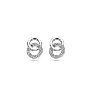 oorknoppen rondjes zirkonia 10 mm zilver gerhodineerd
