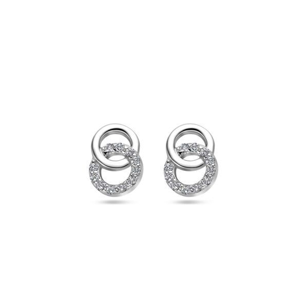 oorknoppen rondjes zirkonia 10 mm zilver gerhodineerd