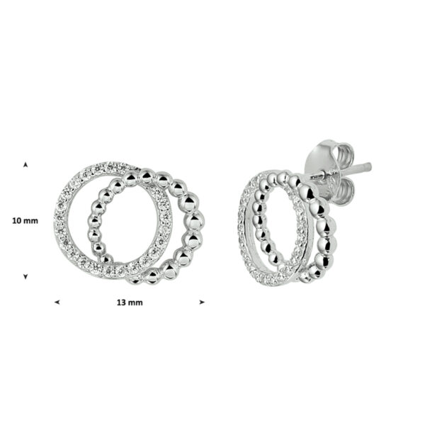 oorknoppen rondjes zirkonia zilver gerhodineerd - Afbeelding 4