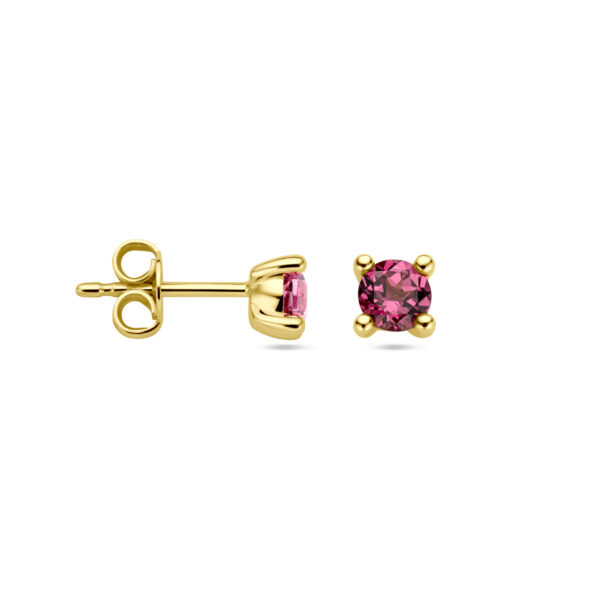 oorknoppen roze rhodoliet 14K geelgoud - Afbeelding 3