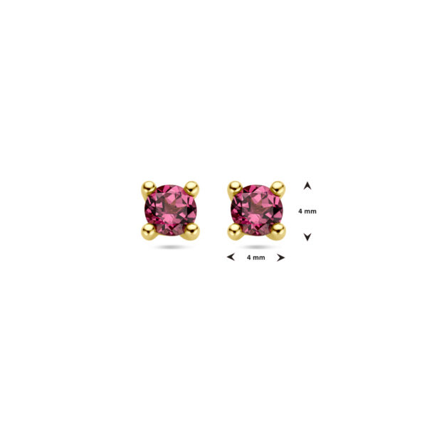 oorknoppen roze rhodoliet 14K geelgoud - Afbeelding 4