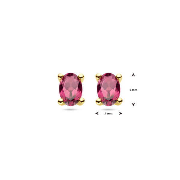 oorknoppen roze rhodoliet 14K geelgoud - Afbeelding 4