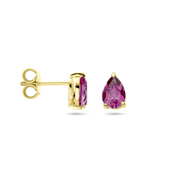 oorknoppen roze topaas 14K geelgoud - Afbeelding 3