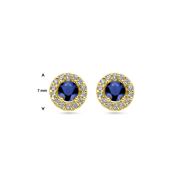 oorknoppen saffier en zirkonia 14K geelgoud - Afbeelding 4