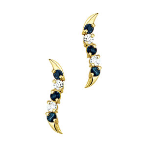 oorknoppen saffier en zirkonia 14K geelgoud