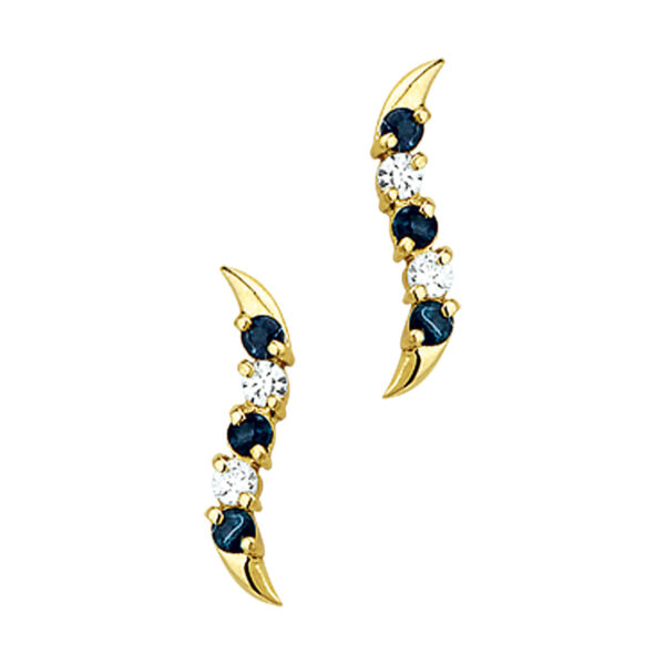 oorknoppen saffier en zirkonia 14K geelgoud
