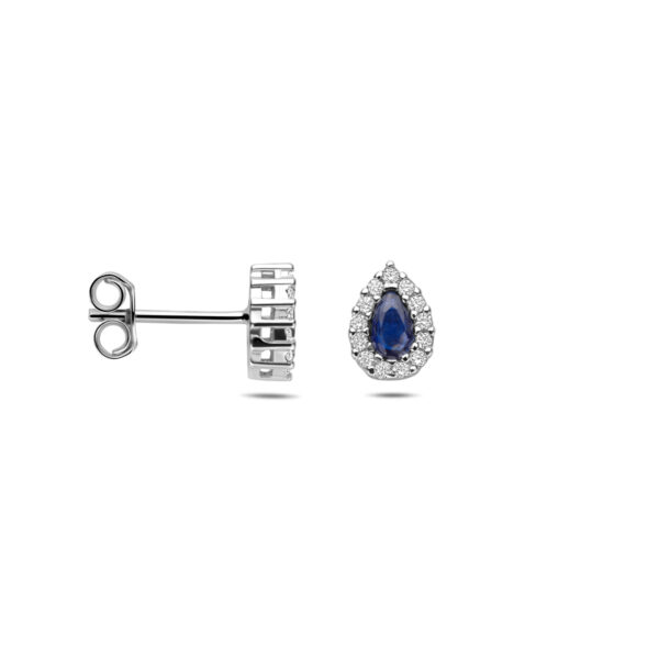 oorknoppen saffier zirkonia 8,5 mm zilver gerhodineerd - Afbeelding 3