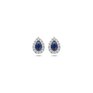 oorknoppen saffier zirkonia 8,5 mm zilver gerhodineerd