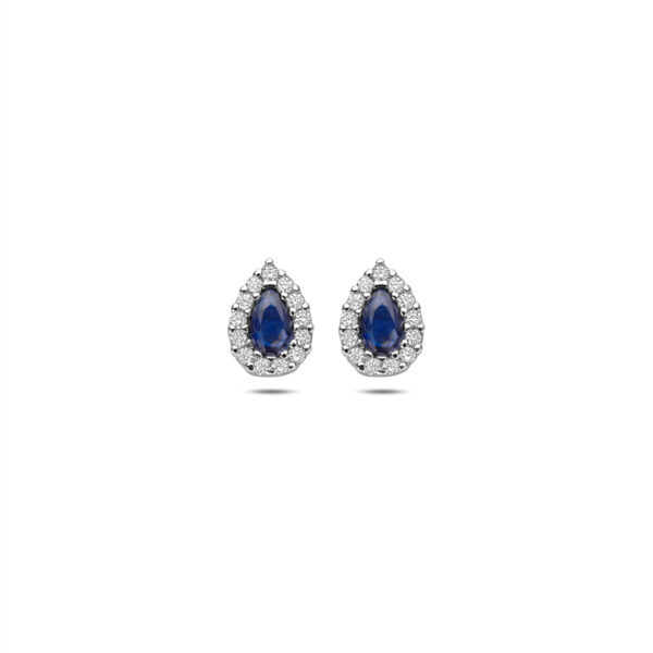 oorknoppen saffier zirkonia 8,5 mm zilver gerhodineerd
