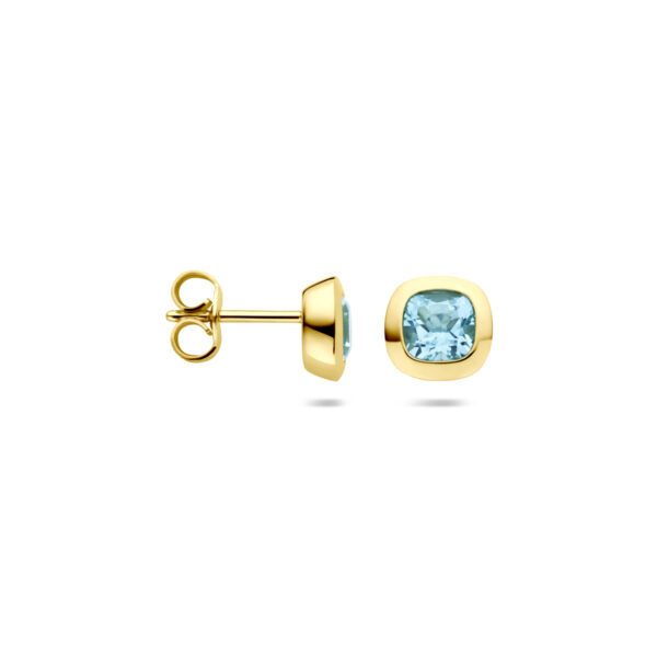 oorknoppen sky blue topaas 7,5 mm 14K geelgoud - Afbeelding 3