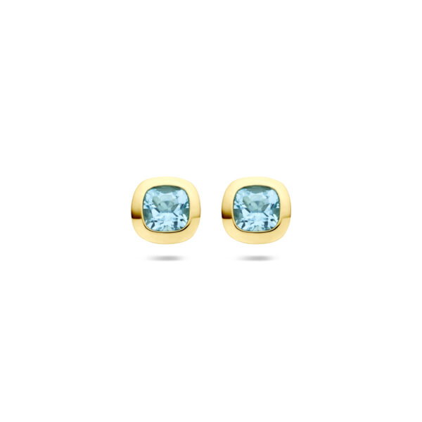 oorknoppen sky blue topaas 7,5 mm 14K geelgoud