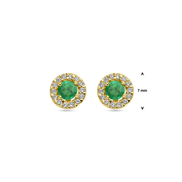 oorknoppen smaragd en zirkonia 14K geelgoud - Afbeelding 4