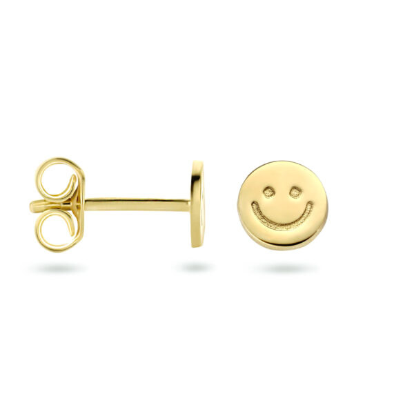oorknoppen smiley 1 micron zilver verguld (geel) - Afbeelding 2