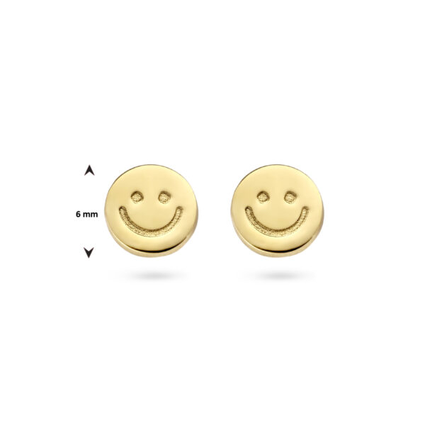 oorknoppen smiley 1 micron zilver verguld (geel) - Afbeelding 3