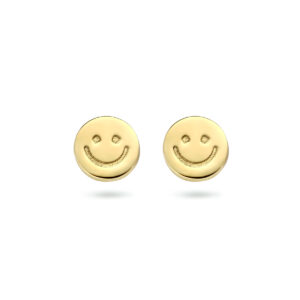oorknoppen smiley 1 micron zilver verguld (geel)