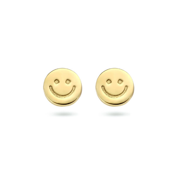 oorknoppen smiley 1 micron zilver verguld (geel)