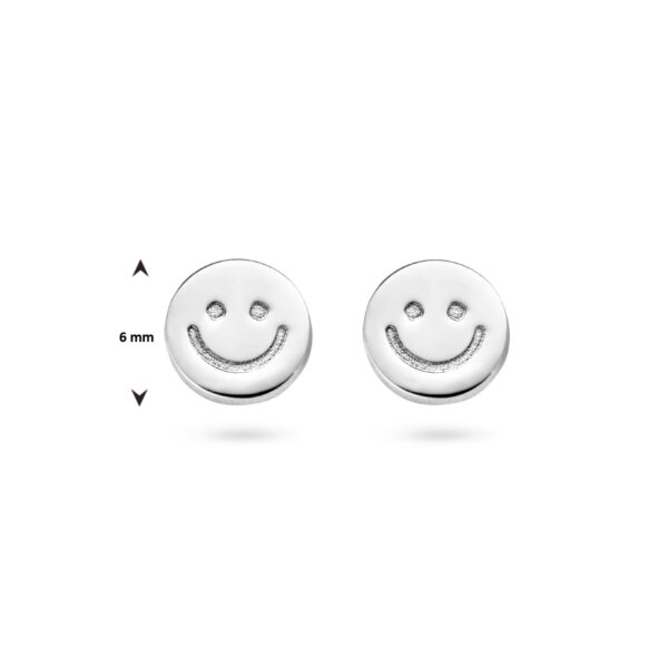 oorknoppen smiley zilver gerhodineerd - Afbeelding 4