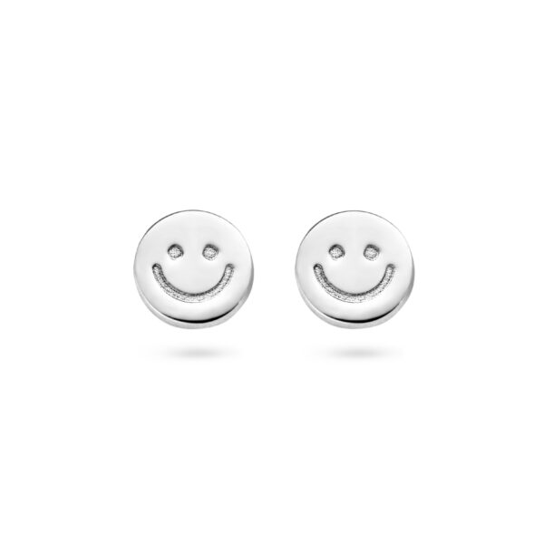 oorknoppen smiley zilver gerhodineerd