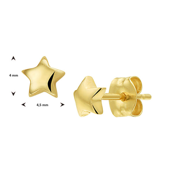 oorknoppen ster 14K geelgoud - Afbeelding 3