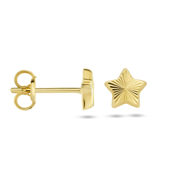 oorknoppen ster gediamanteerd 14K geelgoud - Afbeelding 3