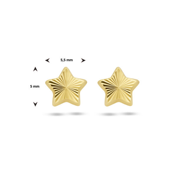 oorknoppen ster gediamanteerd 14K geelgoud - Afbeelding 4