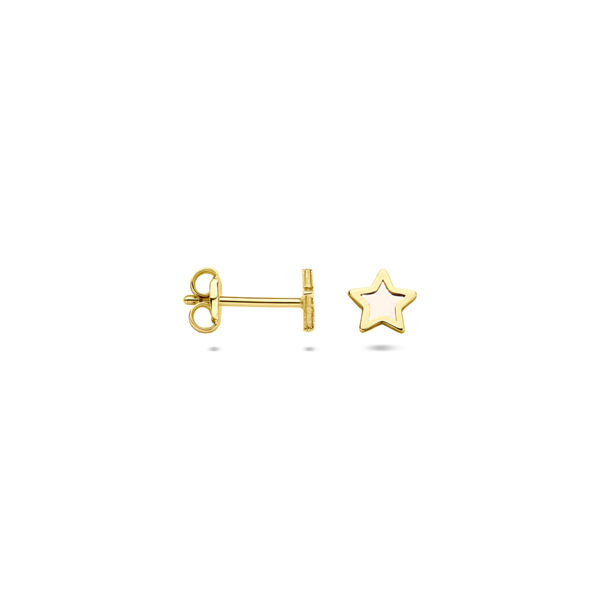 oorknoppen ster parelmoer 5 mm 14K geelgoud - Afbeelding 3