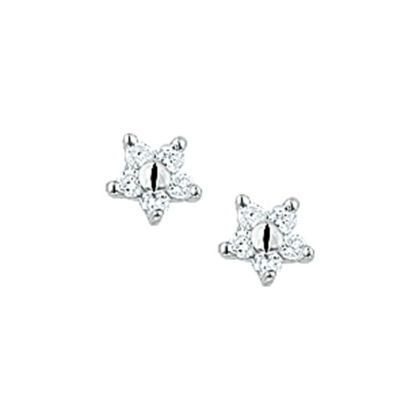 oorknoppen ster zirkonia zilver gerhodineerd