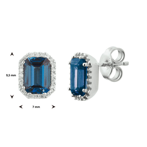 oorknoppen topaas en diamant 0.14ct(2x0.07ct) h si 14K witgoud - Afbeelding 4