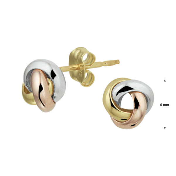 oorknoppen tricolor 14K tricolor goud - Afbeelding 3