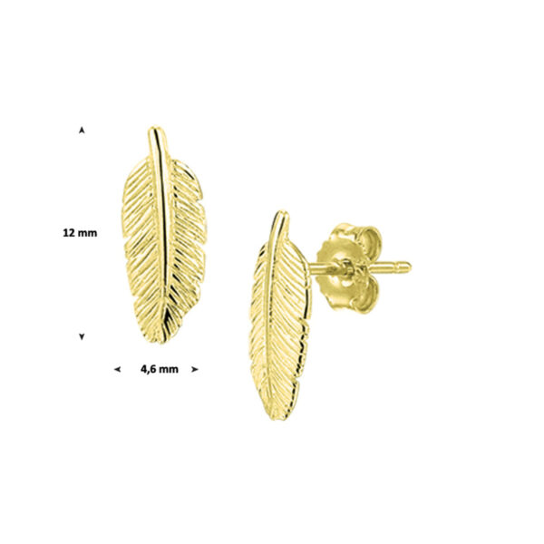oorknoppen veer 12 mm zilver verguld (geel) - Afbeelding 2